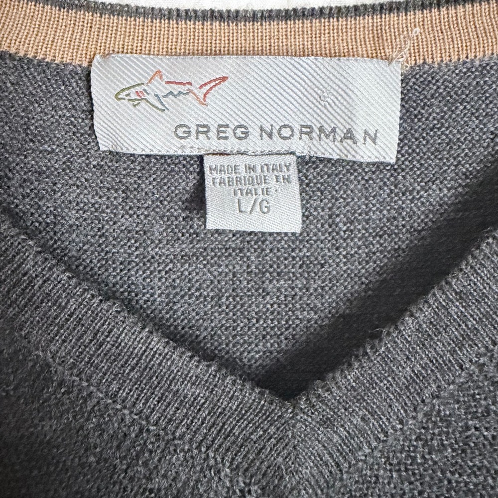 Greg Norman‎ Merino Wool Men V Neck Long Sleeve Sweater Gray Large Cozy Warm - Picture 6 of 10